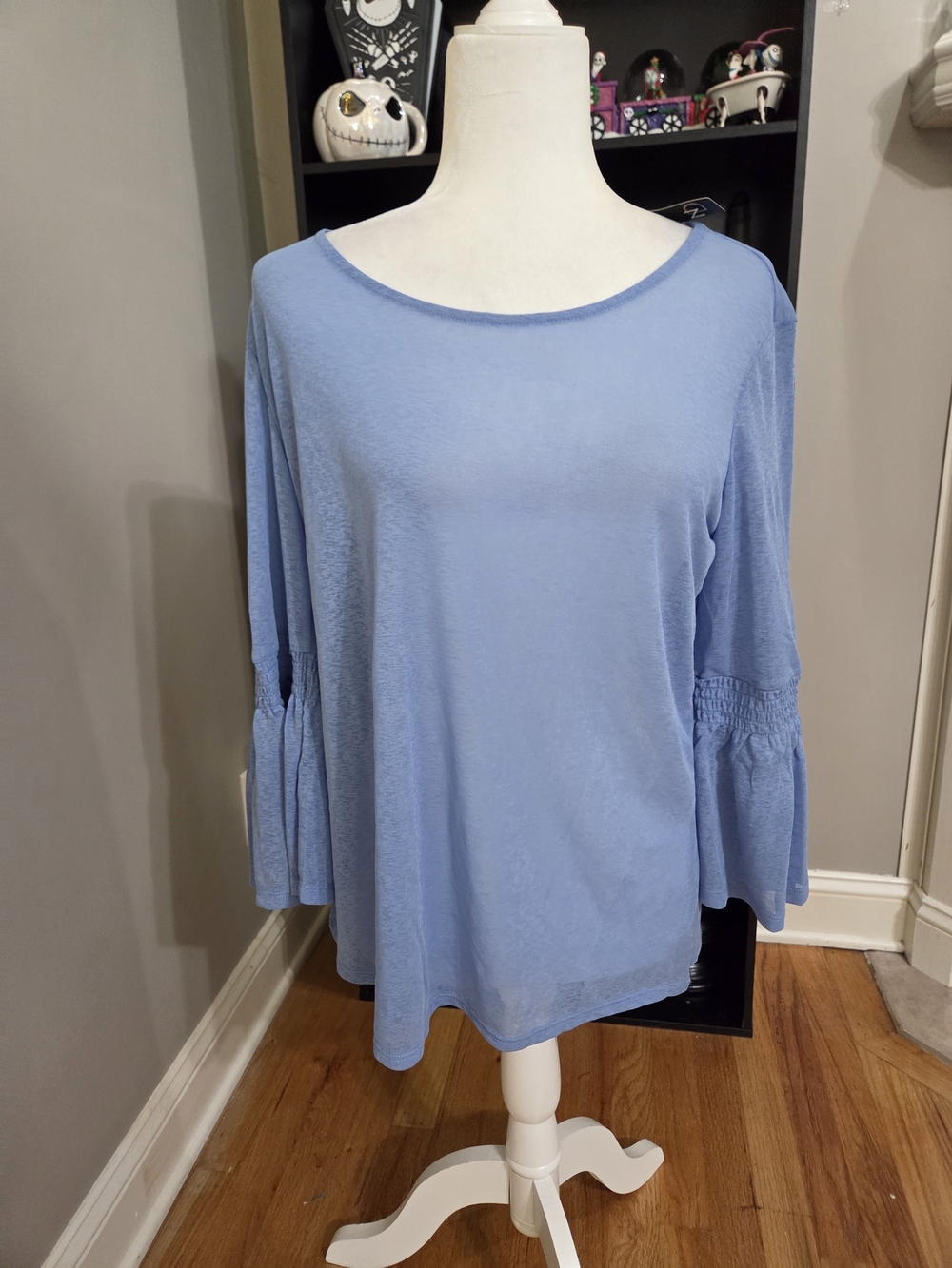 new directions Light Blue Bell Sleeve Long Sleeve Top